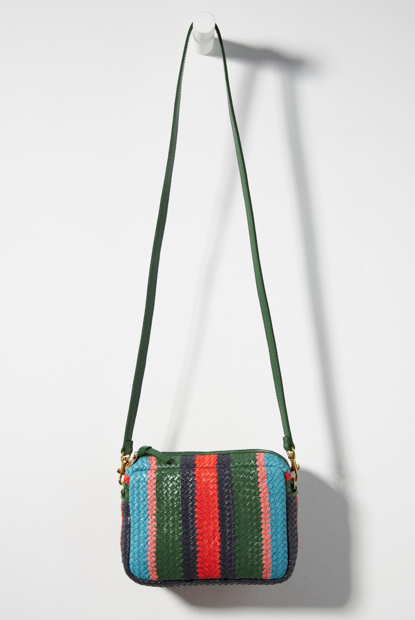 Clare V. Evergreen Stripe Woven Crossbody Bag