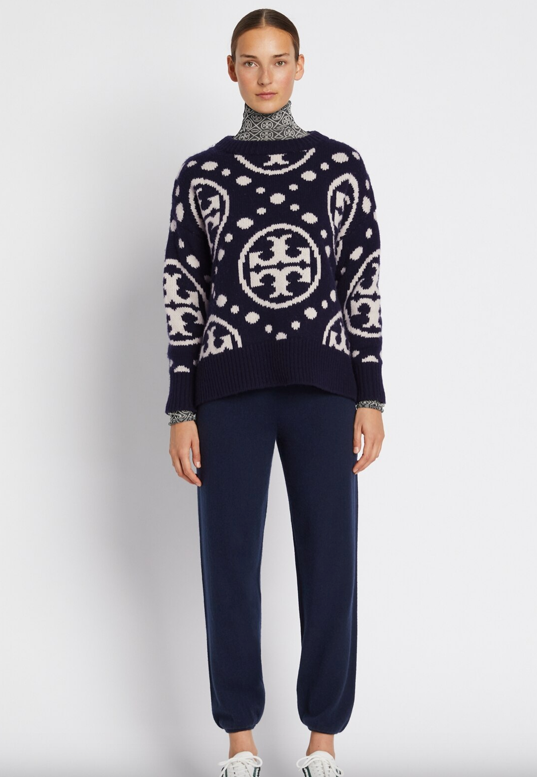 Tory Burch Merino Monogram Sweater size M