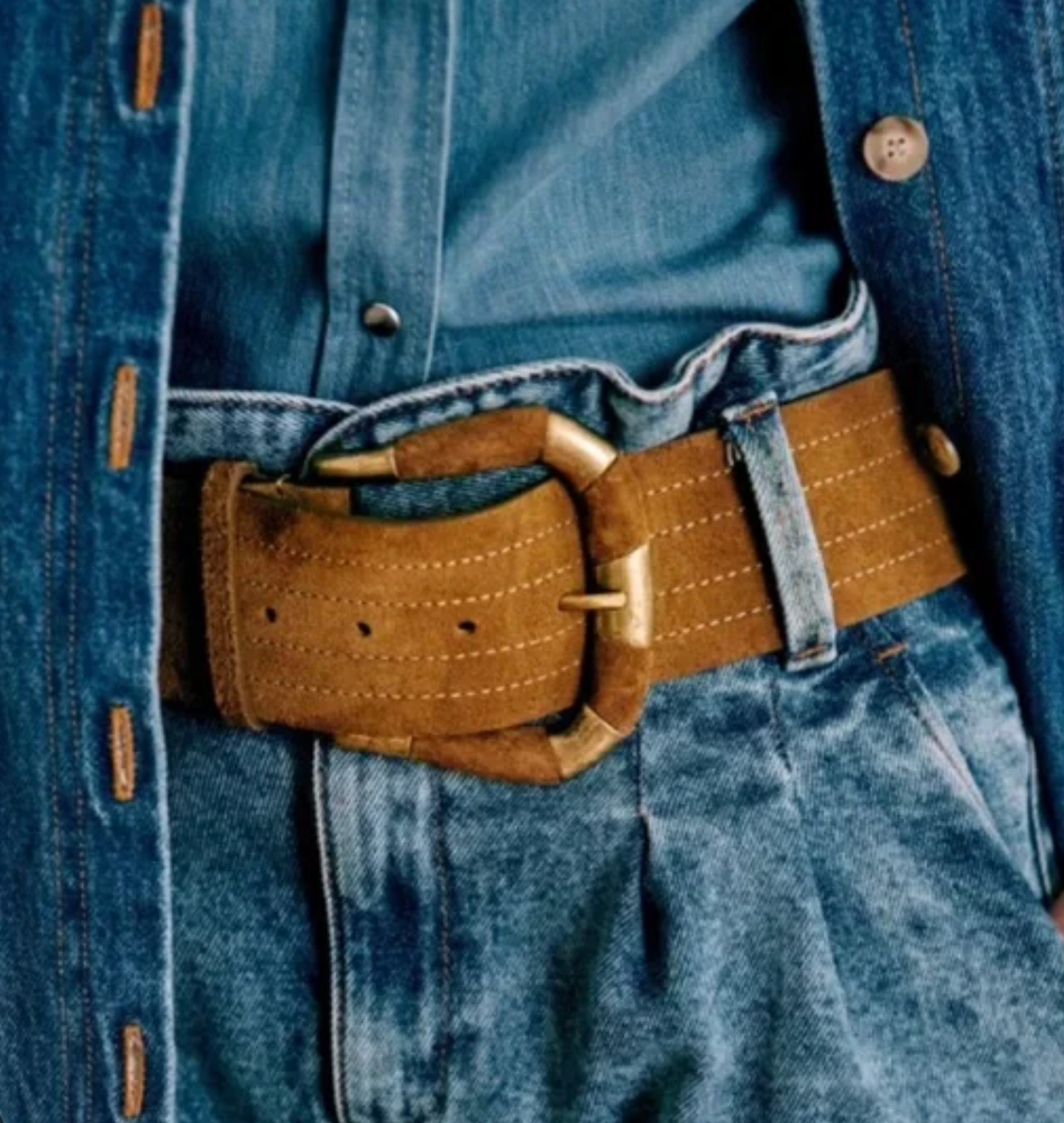 Sezane Sophie Suede Belt in Taupe size 100