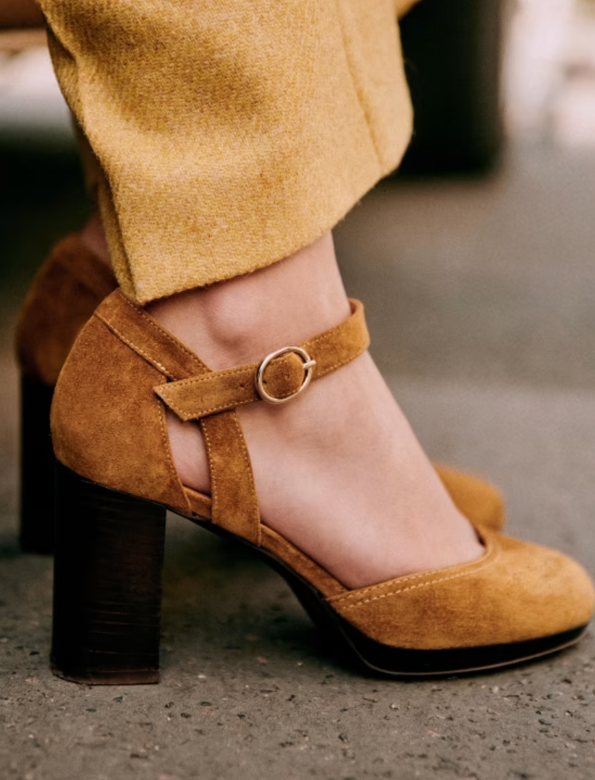 Sezane Katie Suede Mary Jane Pumps size 38
