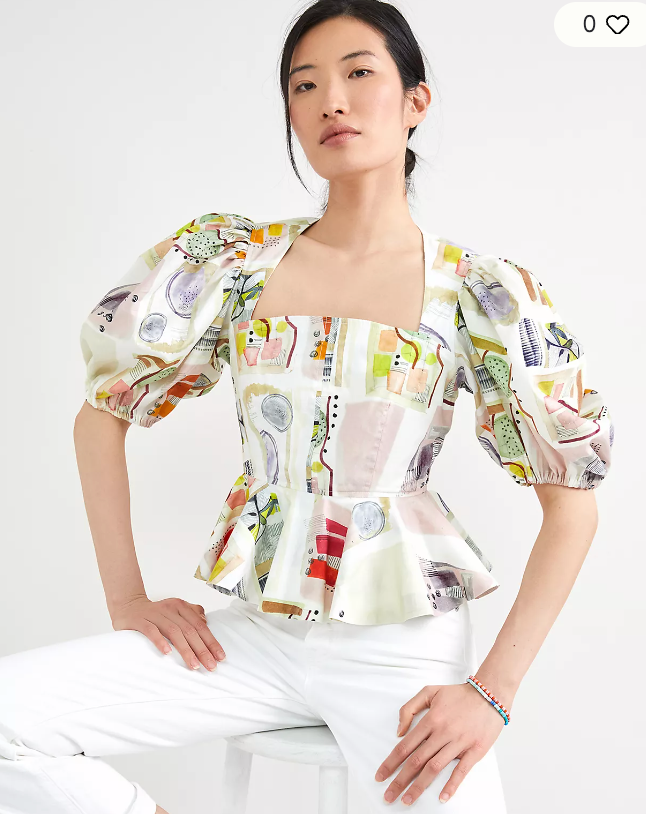 Hunter Bell Puff Sleeve Peplum Blouse size 4