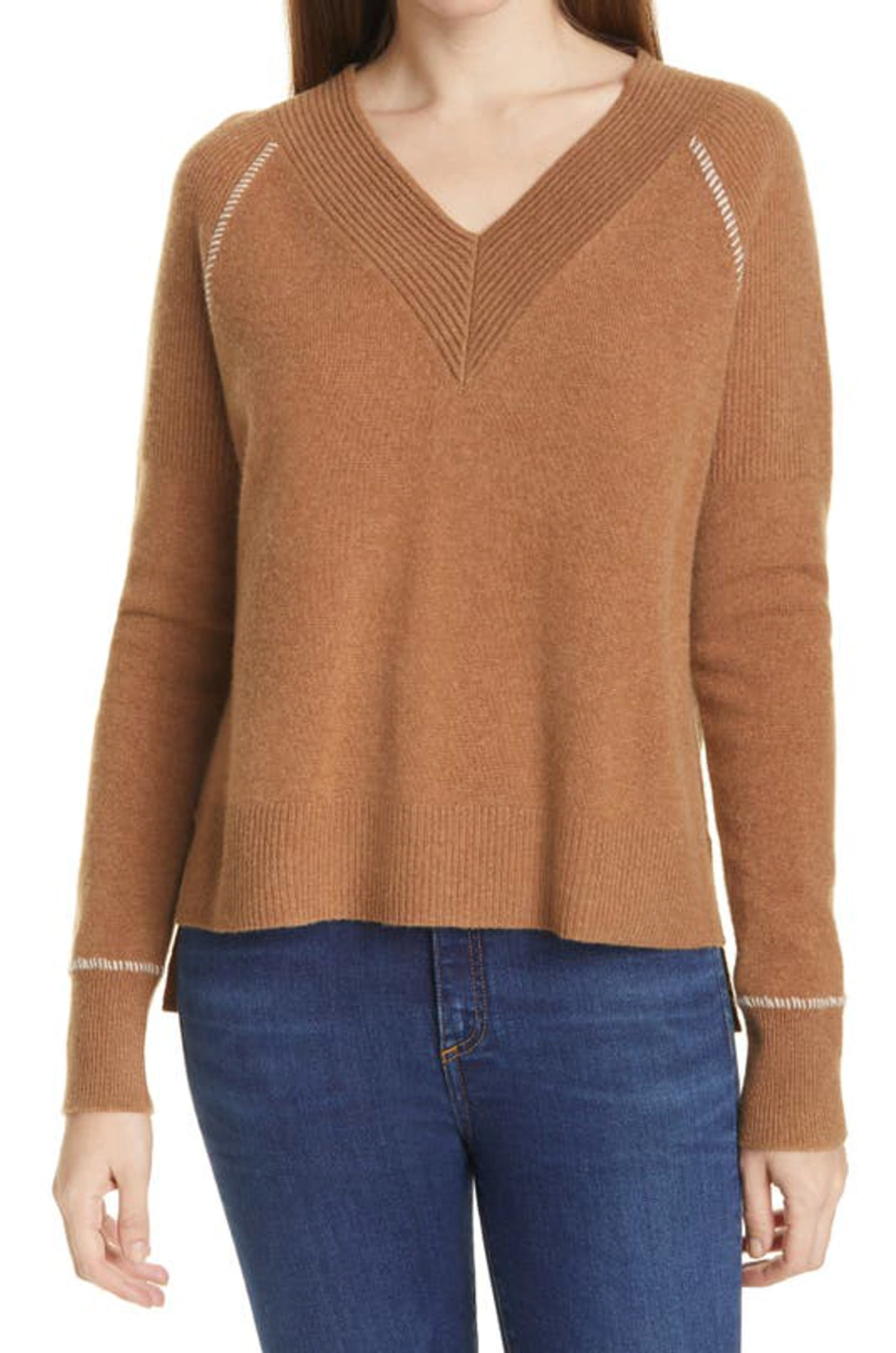 Veronica Beard Preta V Neck Cashmere Sweater size M