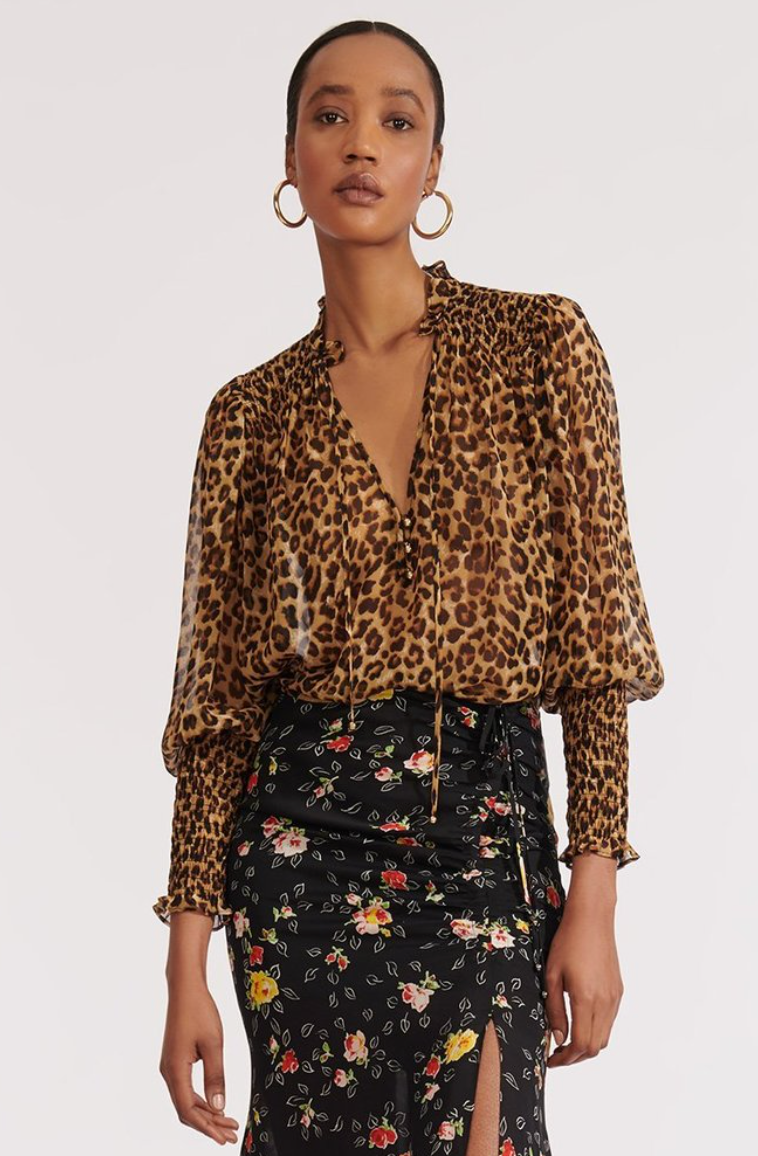Veronica Beard Jaz Silk Leopard Blouse size XS
