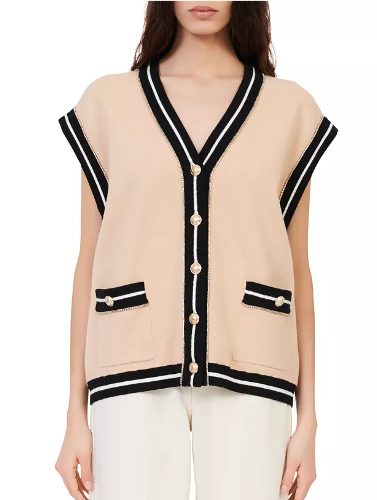 Maje Marshelli Oversized Sleeveless Cardigan size M