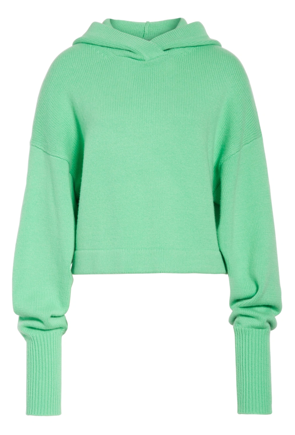 Tibi Pleated Sleeve Cropped Cashmere Pullover Kelly Green size S