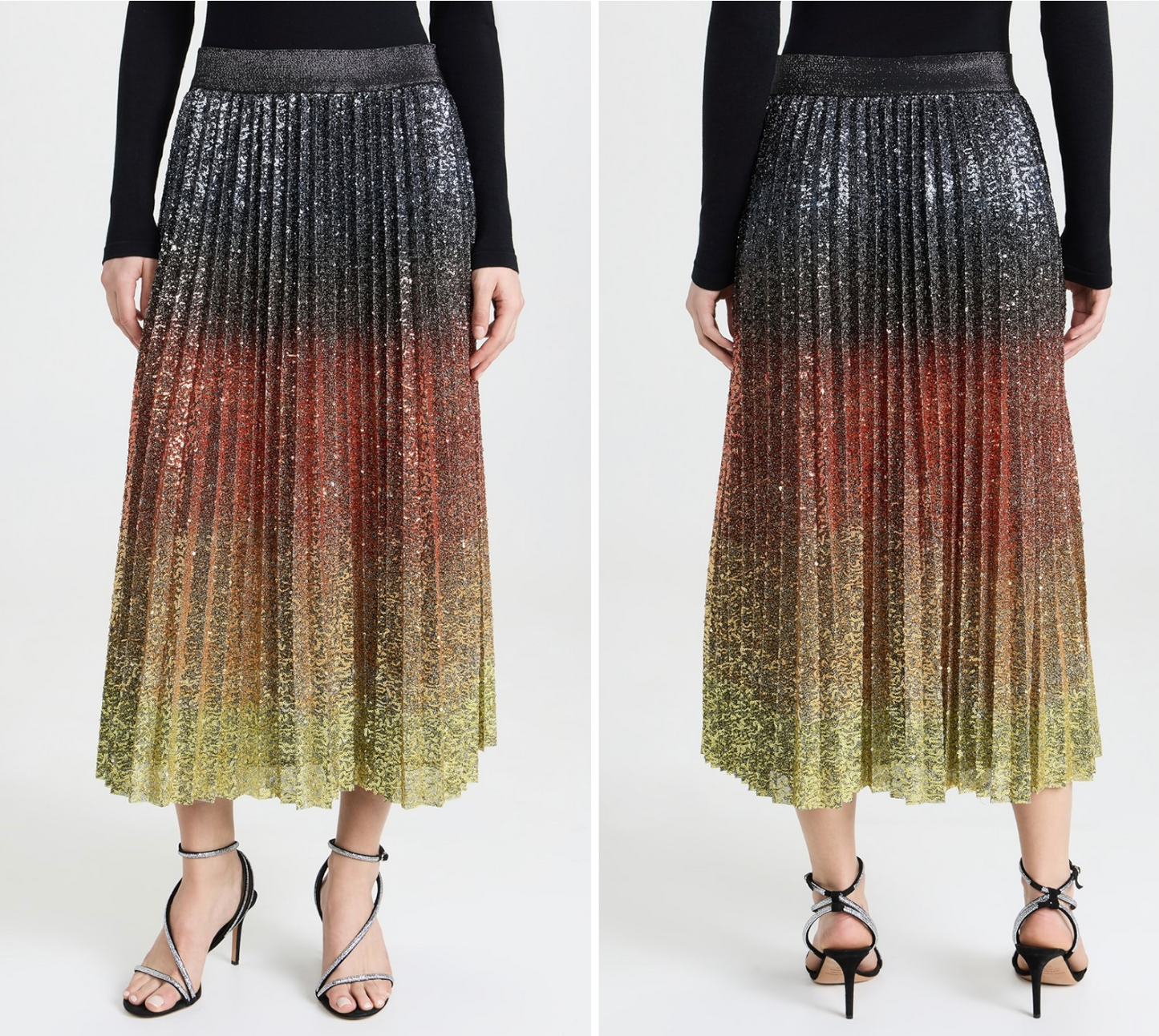 Le Superbe Flame Degrade Sequined Skirt size S