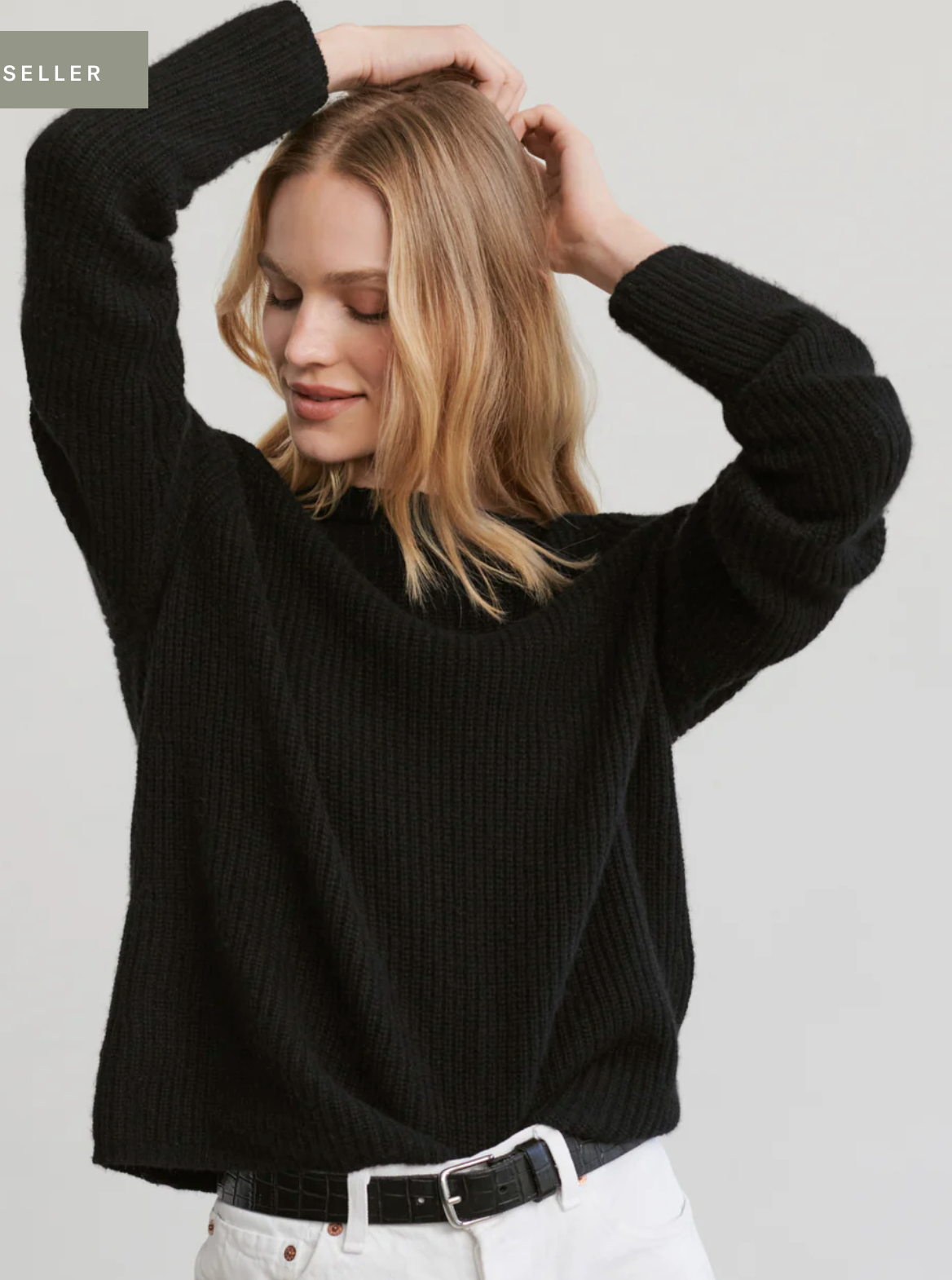 Jenni Kayne Black Cashmere Fisherman Sweater size S