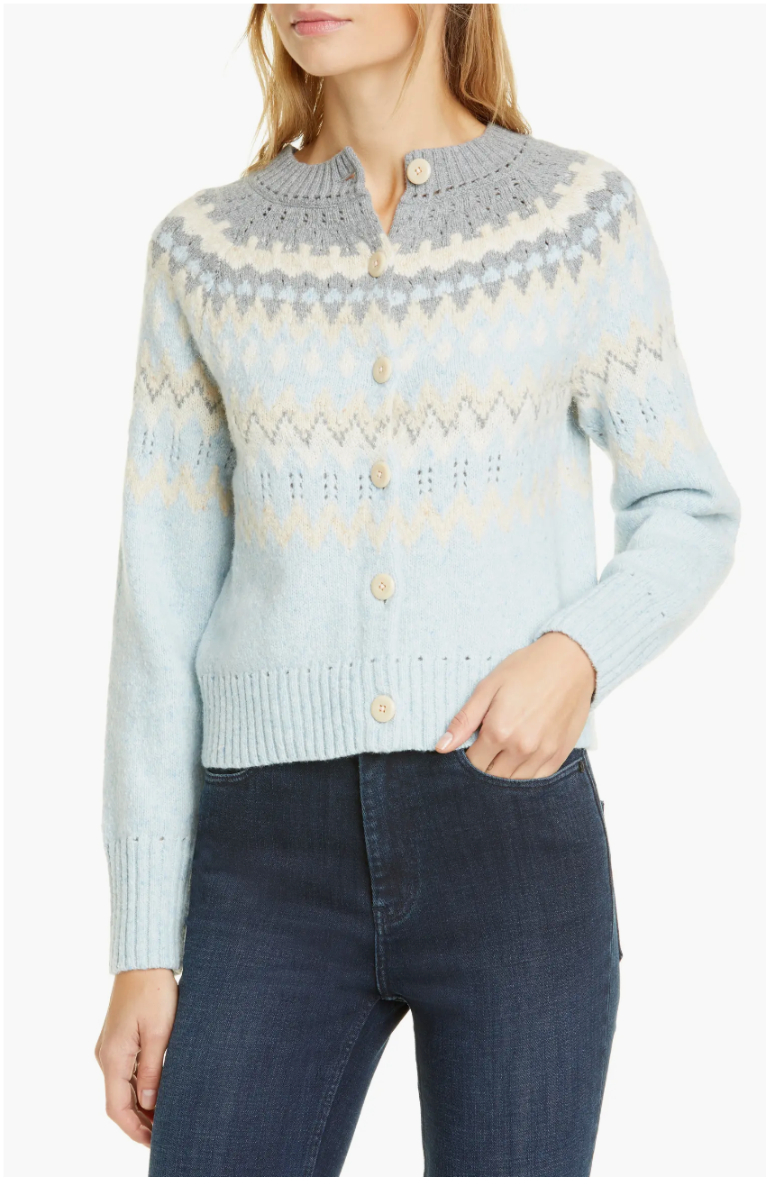 La Vie Rebecca Taylor Fair Isle Cardigan size M