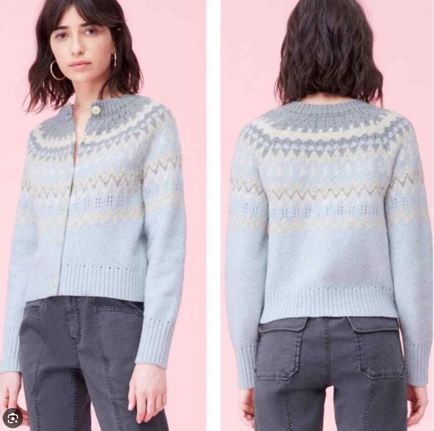 La Vie Rebecca Taylor Fair Isle Cardigan size M