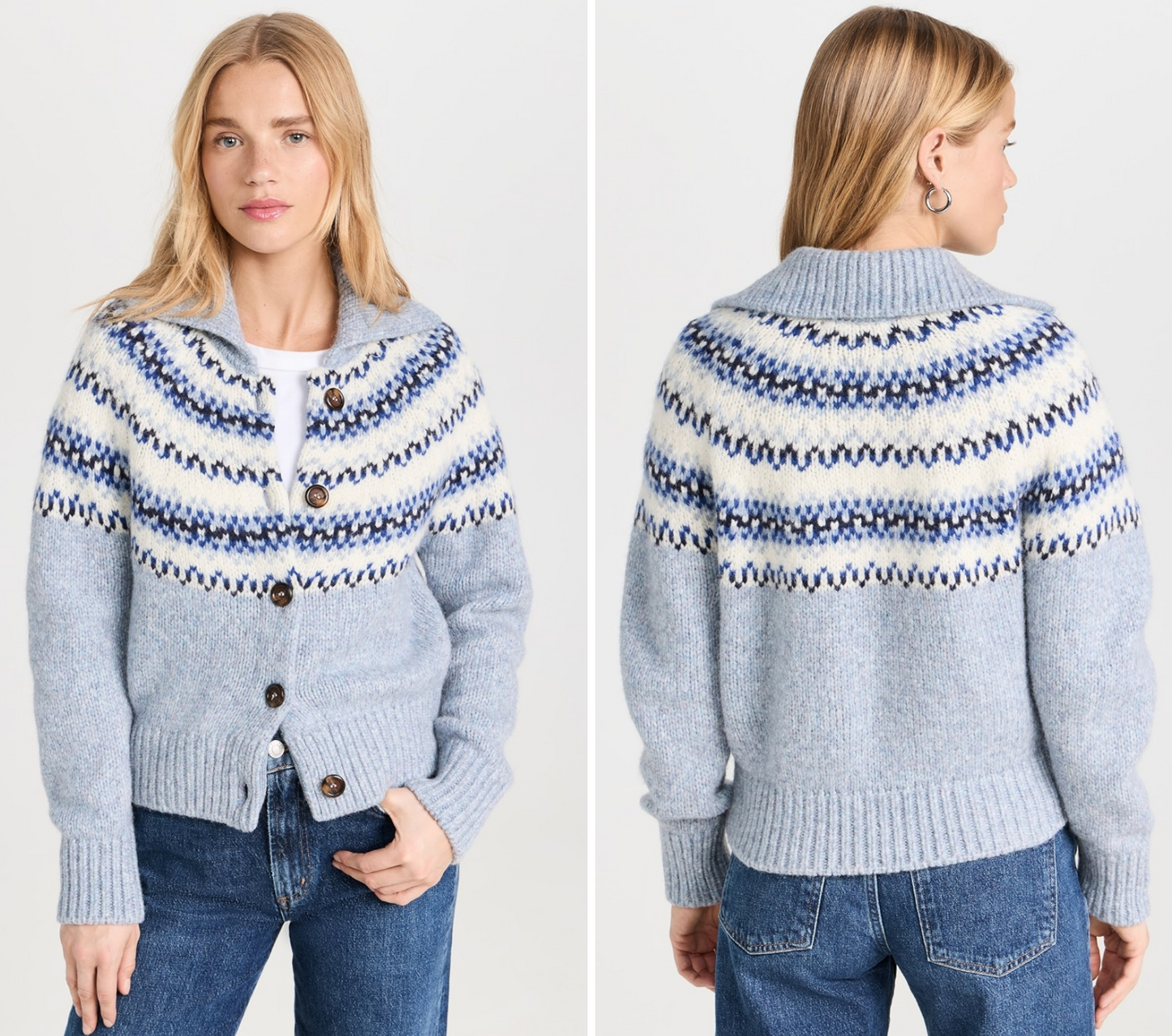 White and Warren Bay Alpaca Fair Isle Cardigan size XS