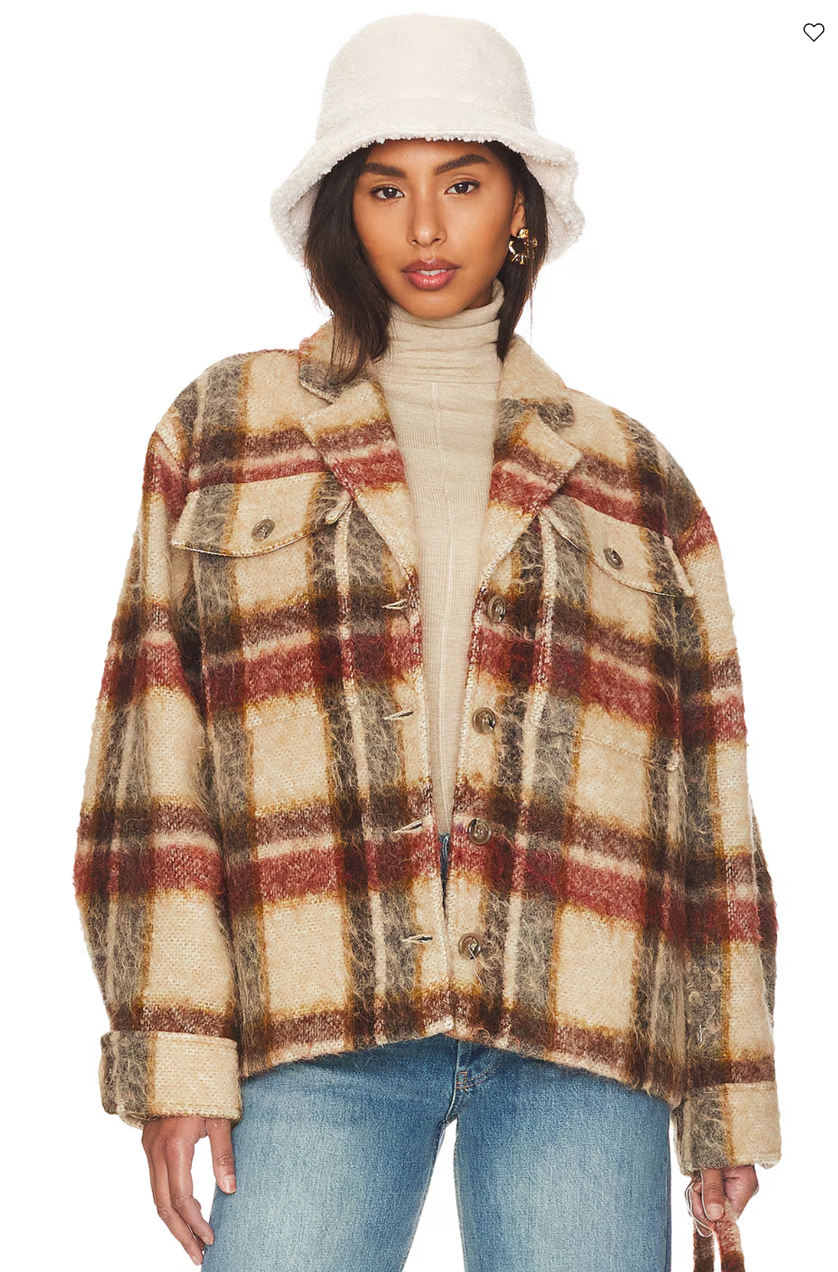 Anine Bing Flyn Jacket in Oatmeal Plaid size M