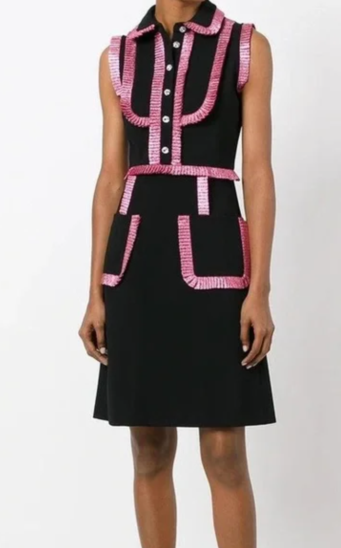 Gucci Jersey Shirtdress With Metallic Trim In Black size XS