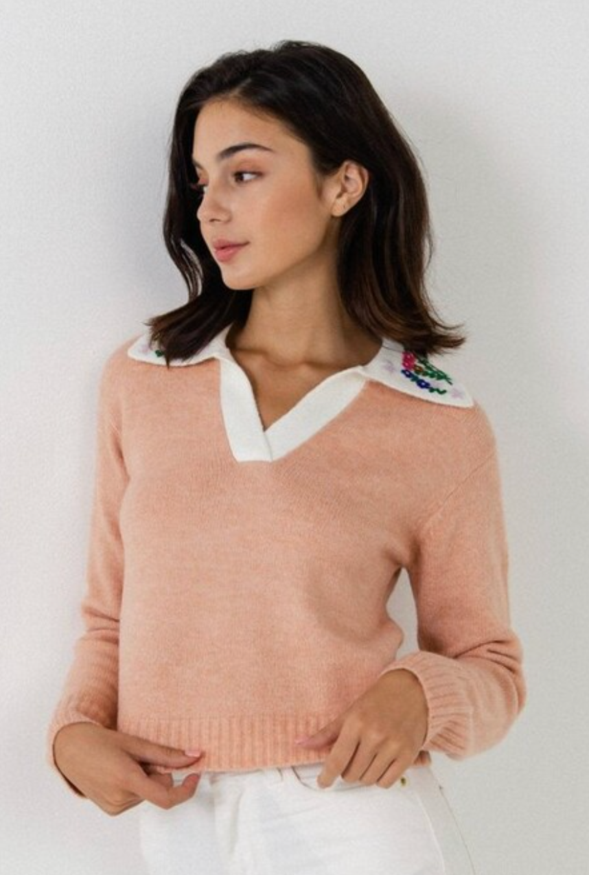 English Factory Floral Handmade Embroidery Sweater size S