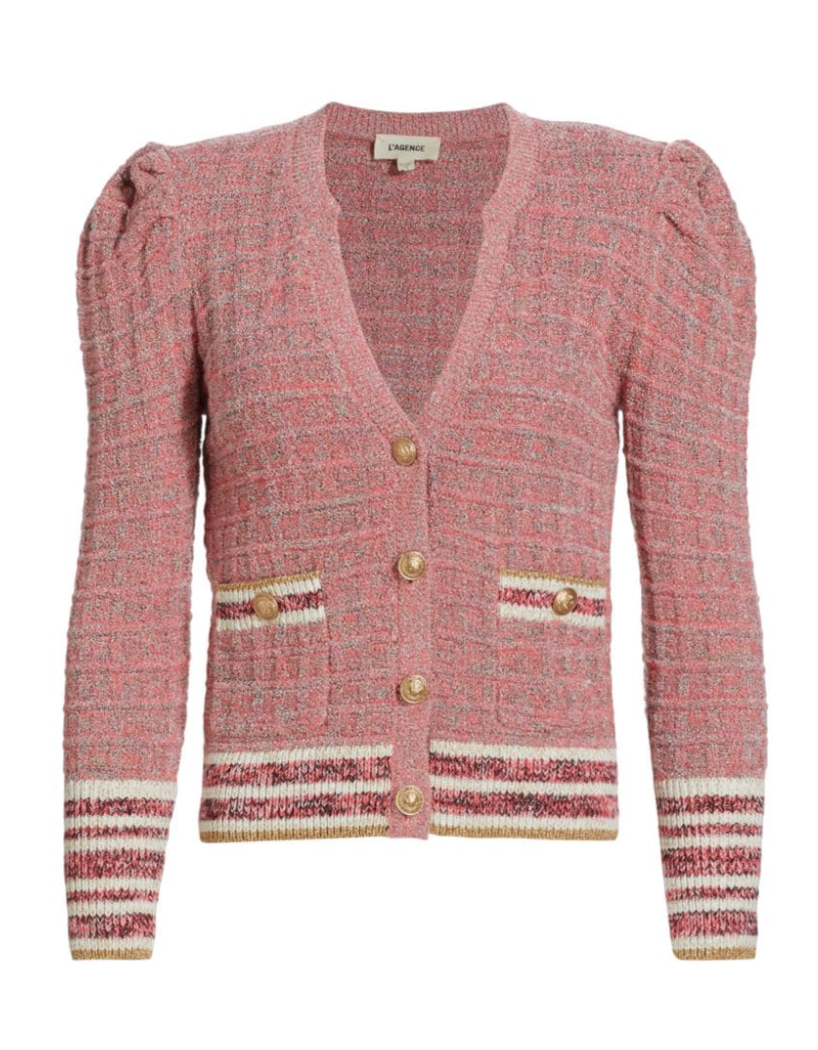 L'Agence Jenni Waffle-Knit Cardigan size L