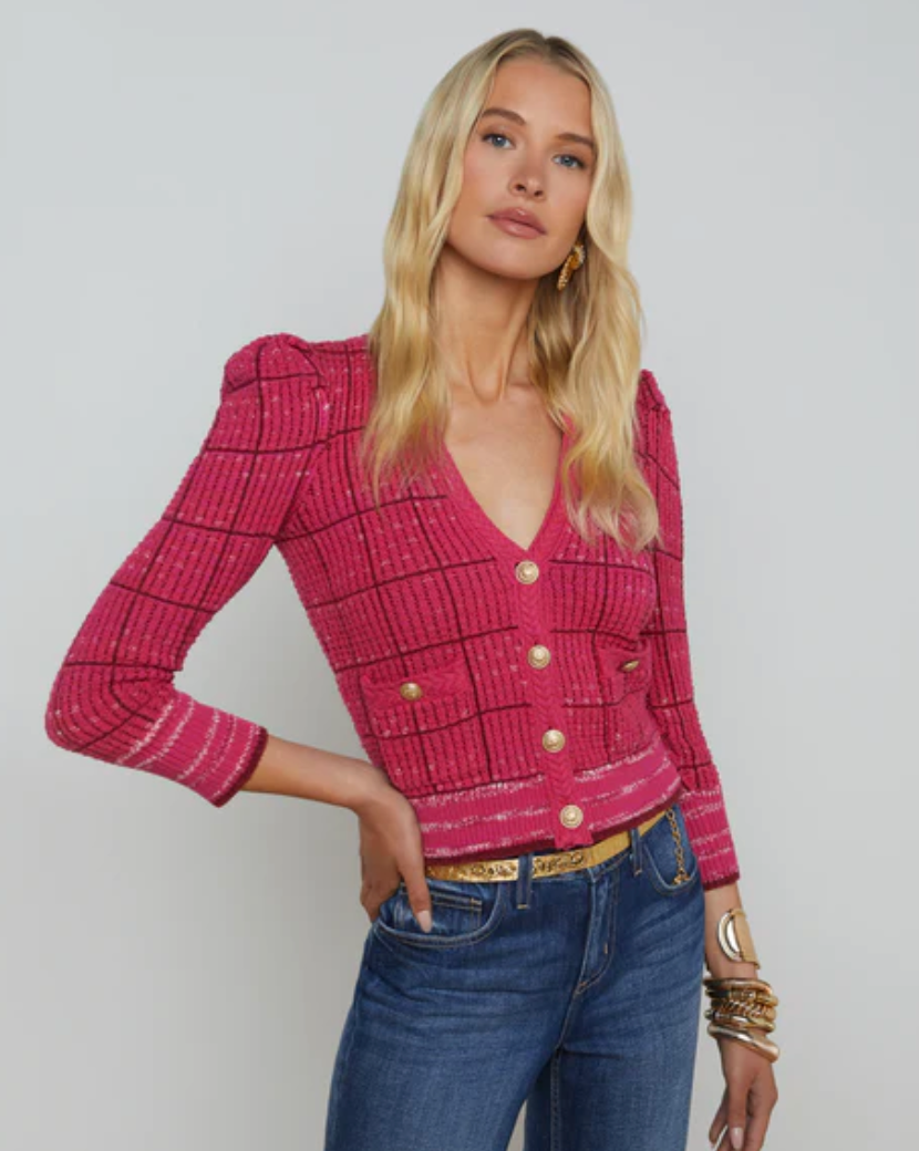 L'Agence Jenni Waffle-Knit Cardigan size L