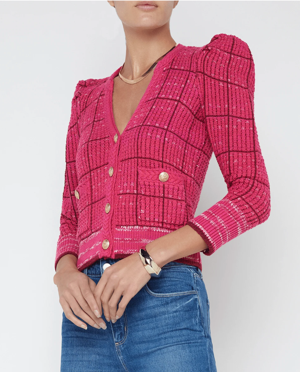L'Agence Jenni Waffle-Knit Cardigan size L
