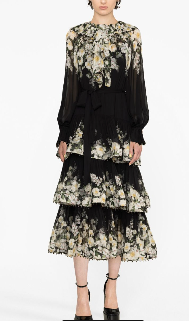 Zimmermann Coaster floral-print tiered midi dress size US 4
