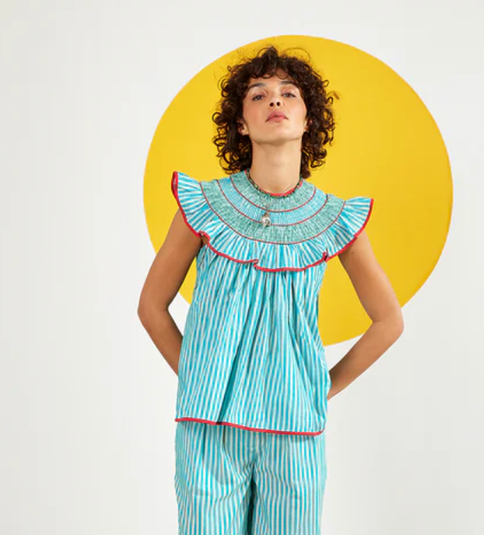 Maria de la Orden Badiane Top Blue Stripes size 38 - US 6