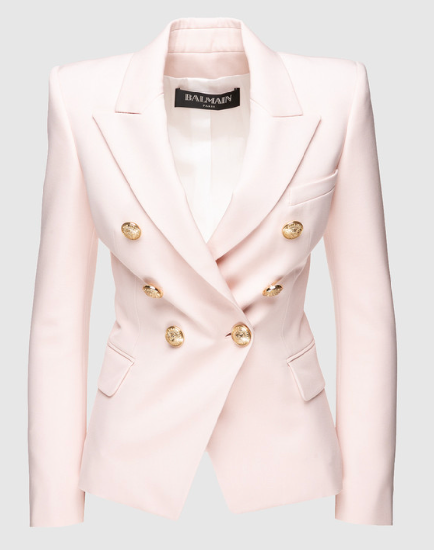 Balmain Wool Double Breasted Blazer Pink Gold size 38 - US 6