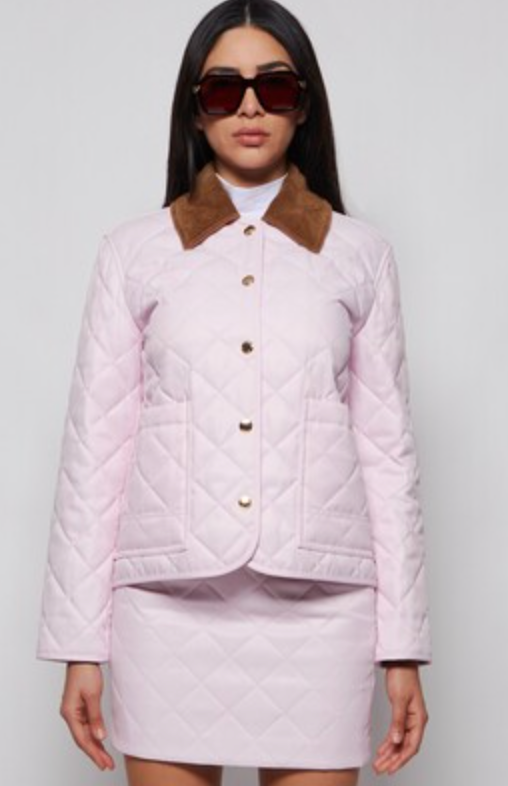 Burberry Pale Candy Pink Quilted Barn Jacket size M
