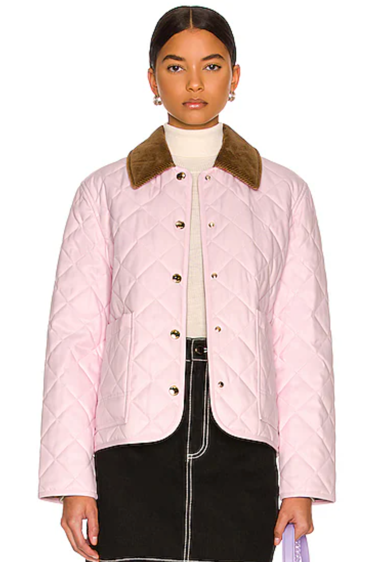 Burberry Pale Candy Pink Quilted Barn Jacket size M