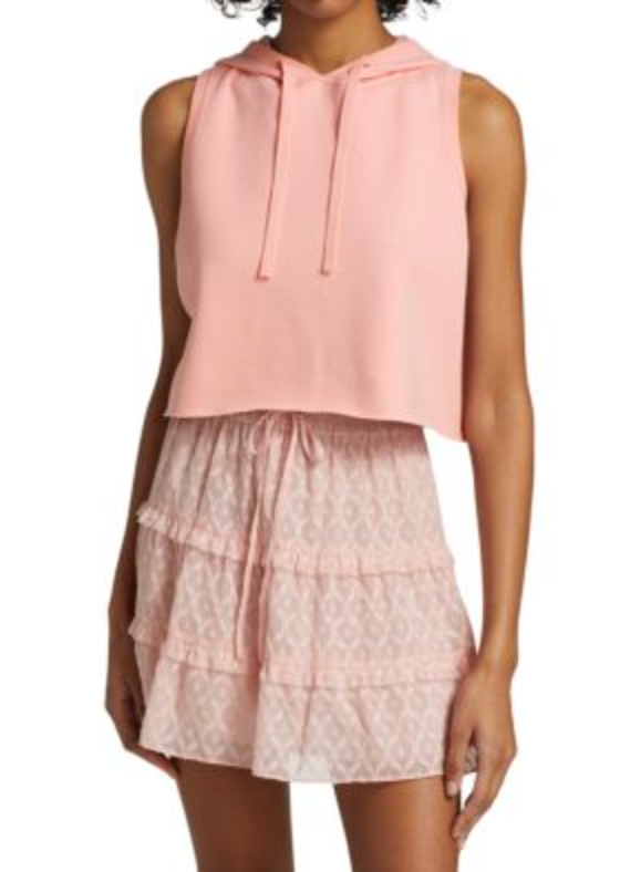 Alice and Olivia English Rose Boxy Crop Vena Hoodie Vest size S