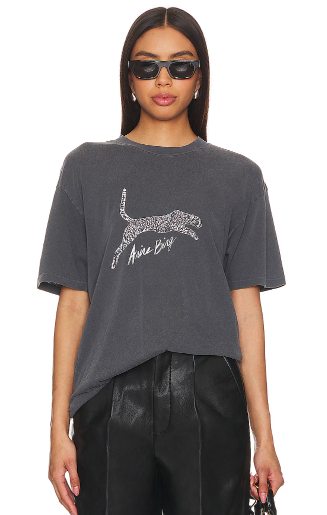Anine Bing Walker Tee in Spotted Leopard size XS
