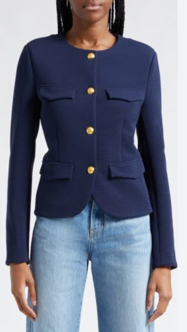 Veronica Beard Kensington Knit Blue Jacket size L