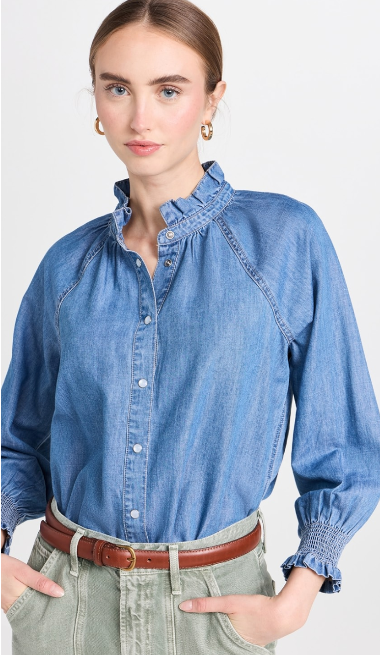 Veronica Beard Calisto Denim Shirt Top size M