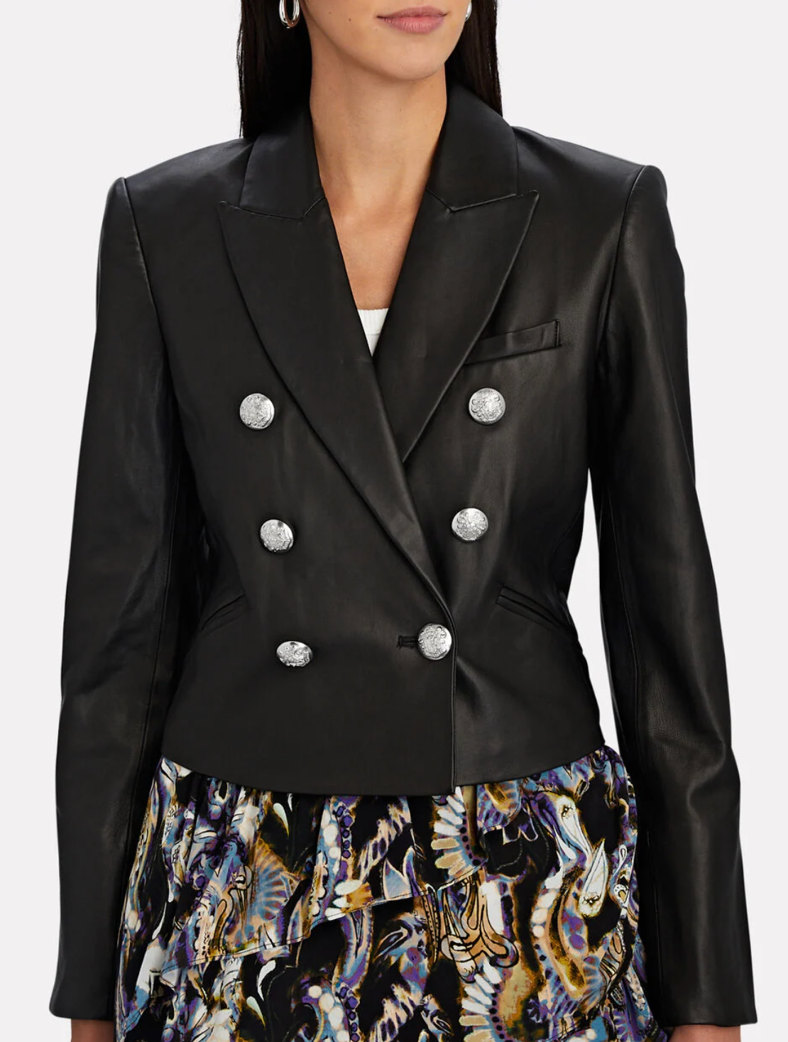 Veronica Beard Nevis Cropped Leather Blazer size 2