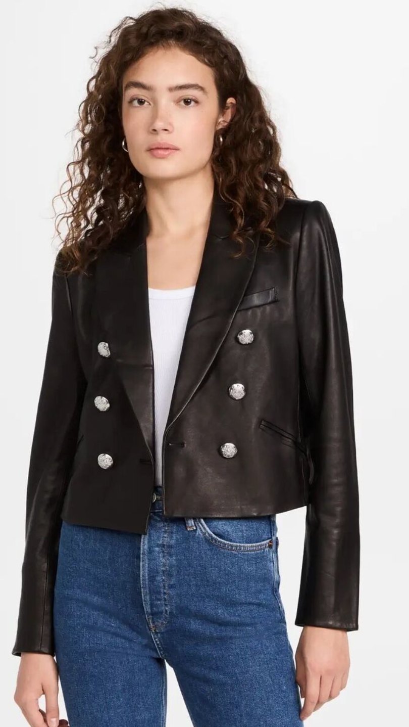 Veronica Beard Nevis Cropped Leather Blazer size 2