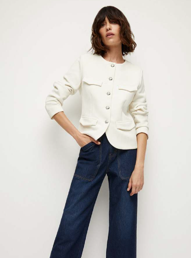 Veronica Beard Ivory Knit Kensington Jacket size S