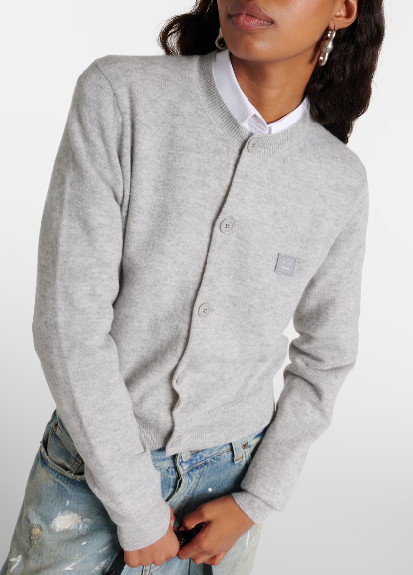 Acne Studios Face Crewneck Wool Cardigan size XS