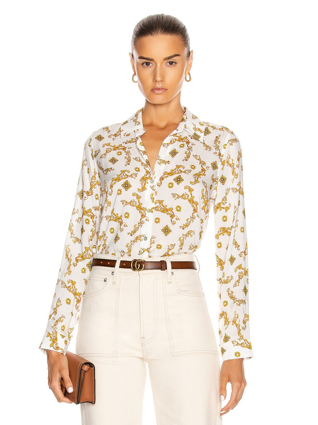 L'Agence Holly Long Sleeve Blouse Top size M