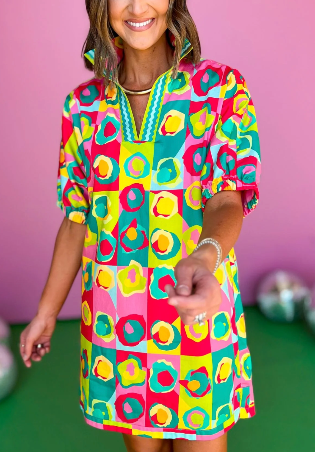 Emily McCarthy Stand Collar Short Sleeve Mini Dress size XS