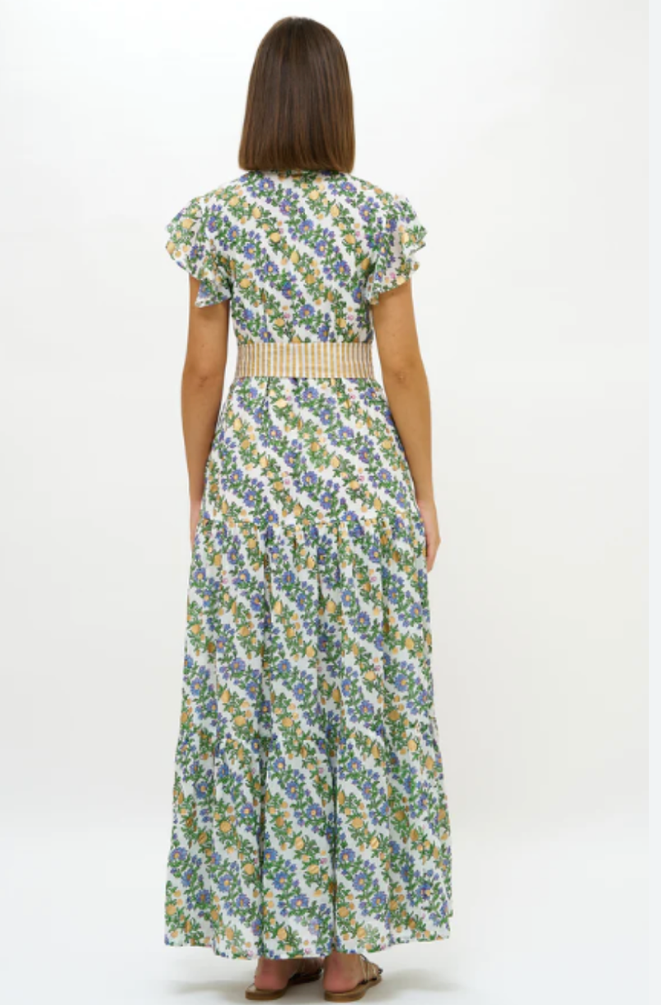 Oliphant Ruffle Collar Button Maxi Dress in Lupina Periwinkle size XL