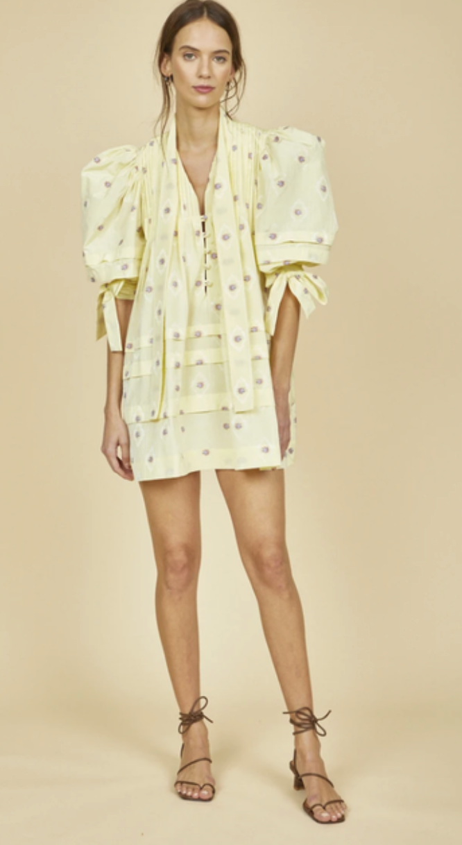 Hunter Bell Yellow Floral Jenkins Dress size XS