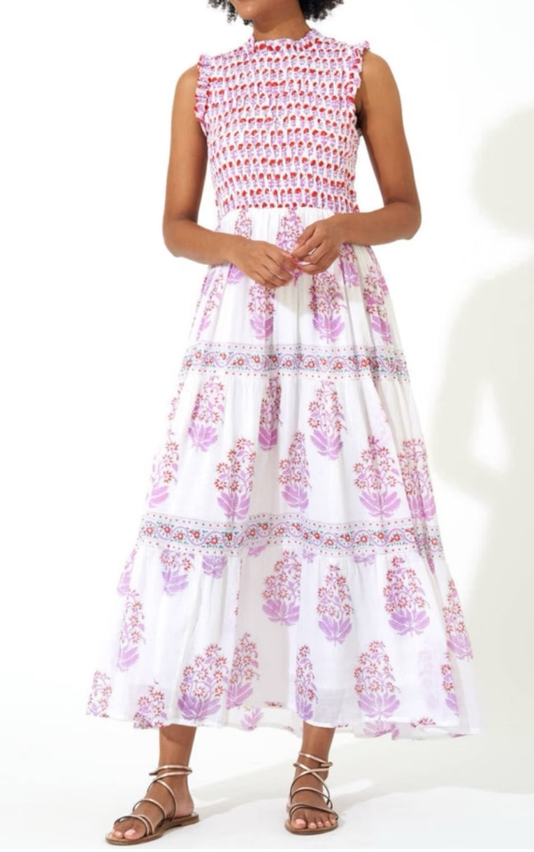 Oliphant Smocked Maxi Dress size S