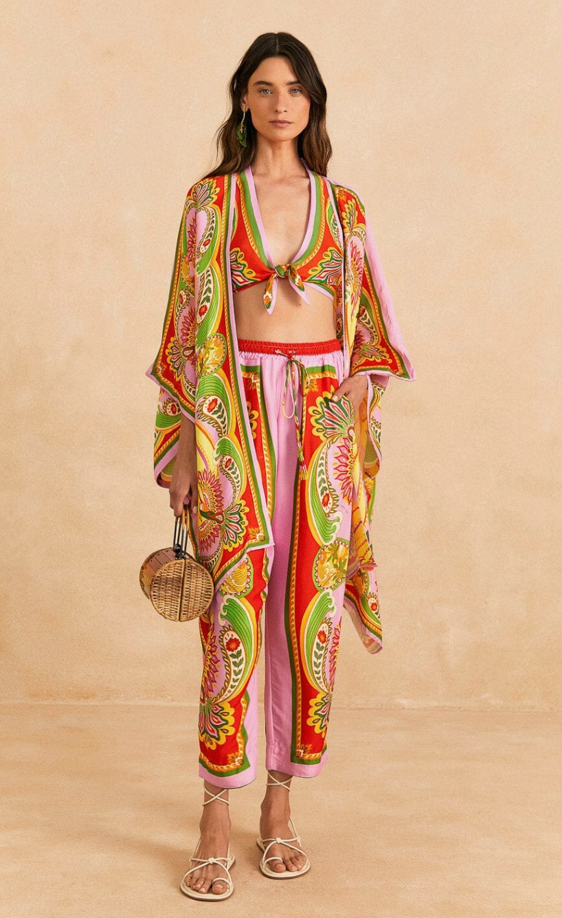 Farm Rio Beach Toucans Scarf Pants size S