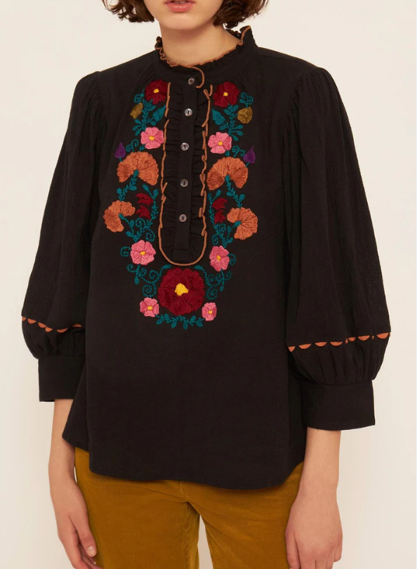 Antik Batik Mathilde Embroidered Blouse size 36/XS
