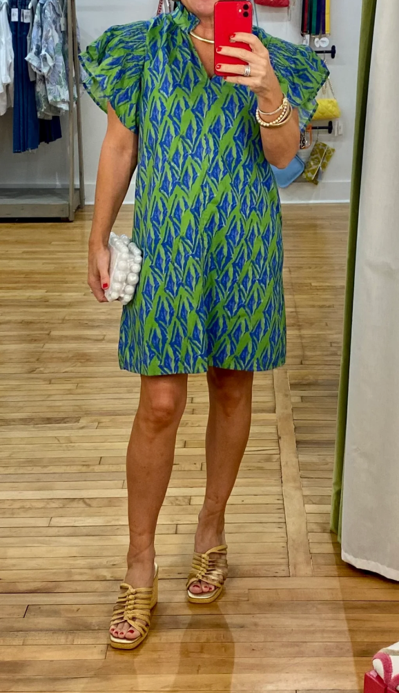 THML Ruffle Green and Blue Dress size S