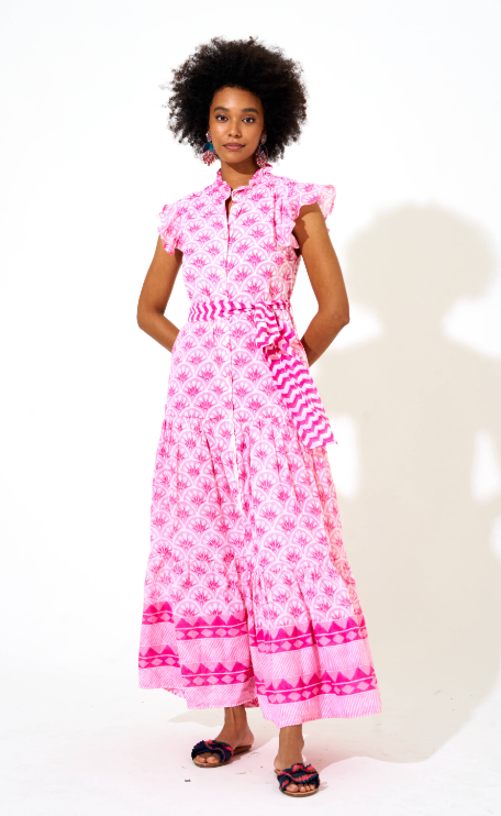 Oliphant Ruffle Collar Button Maxi Dress size S