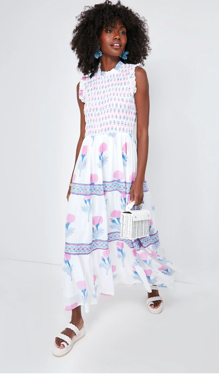 Oliphant Smocked Maxi Dress size L