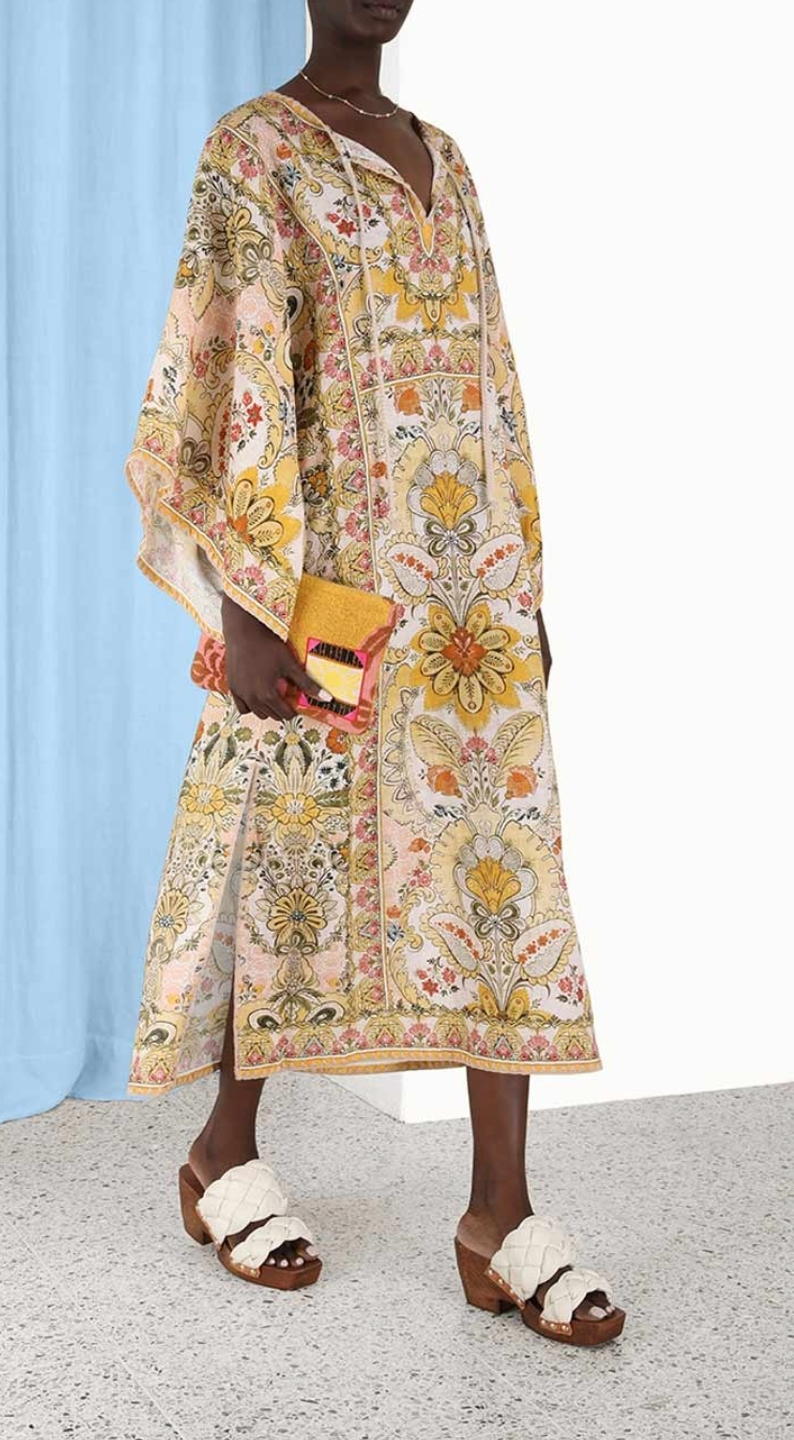Zimmermann Laurel Floral Linen Kaftan size US 8