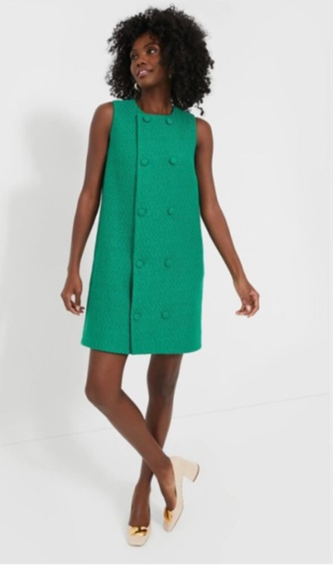 Pomander Place Emerald Green Tweed Bianca Dress size S