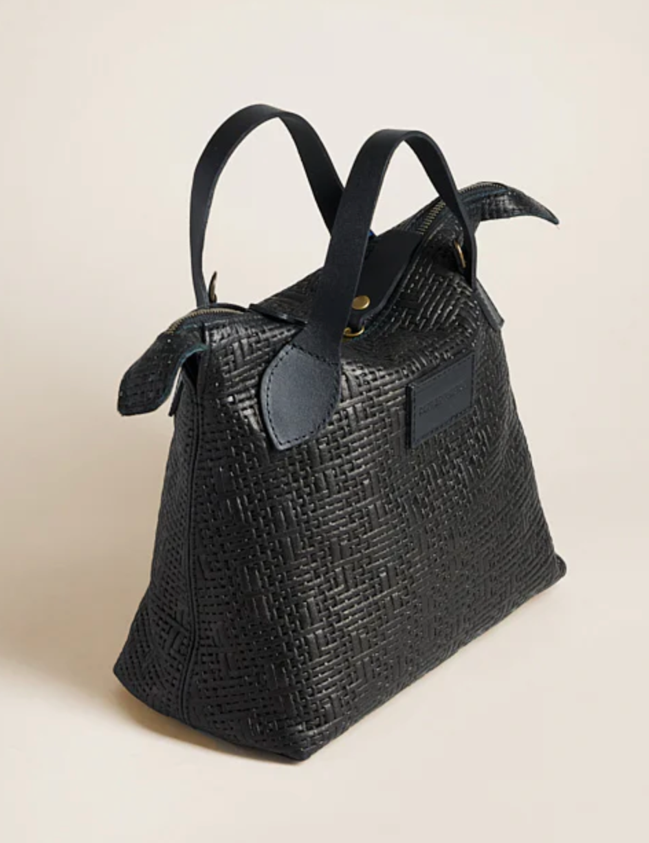 Parker Thatch Small Charlie Leather Black Basketweave