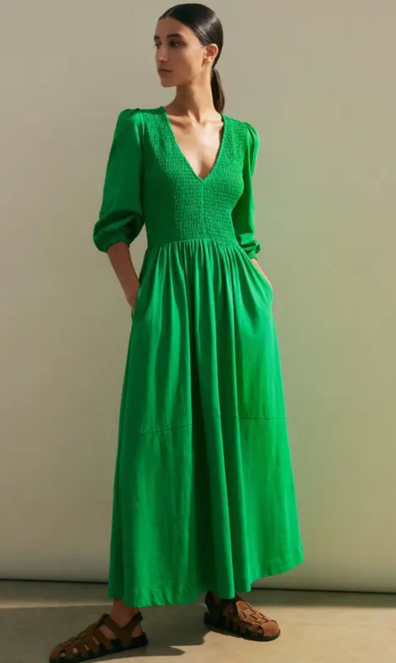 Me+Em Cotton V Neck Maxi Dress in Spring Green size 2