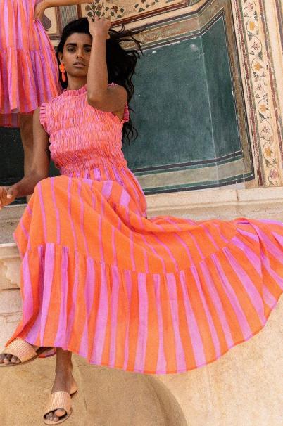 Oliphant Smocked Maxi Dress size S