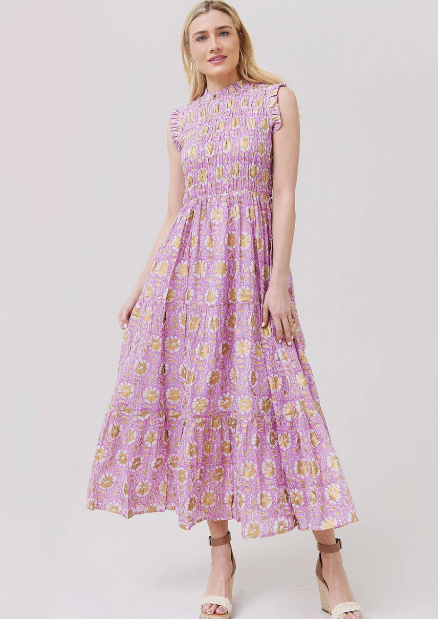 Oliphant Smocked Maxi Dress size S