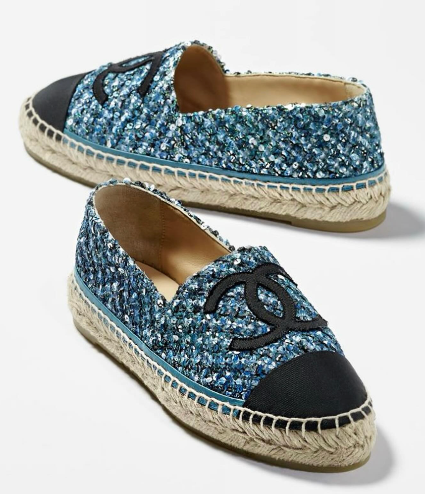 Chanel Interlocking CC Logo Tweed Espadrilles size 41